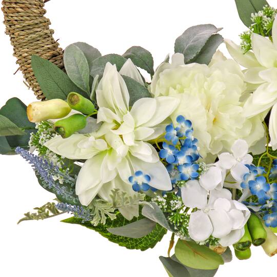 20" Dahlia, Peony, & Hydrangea Hoop Wreath